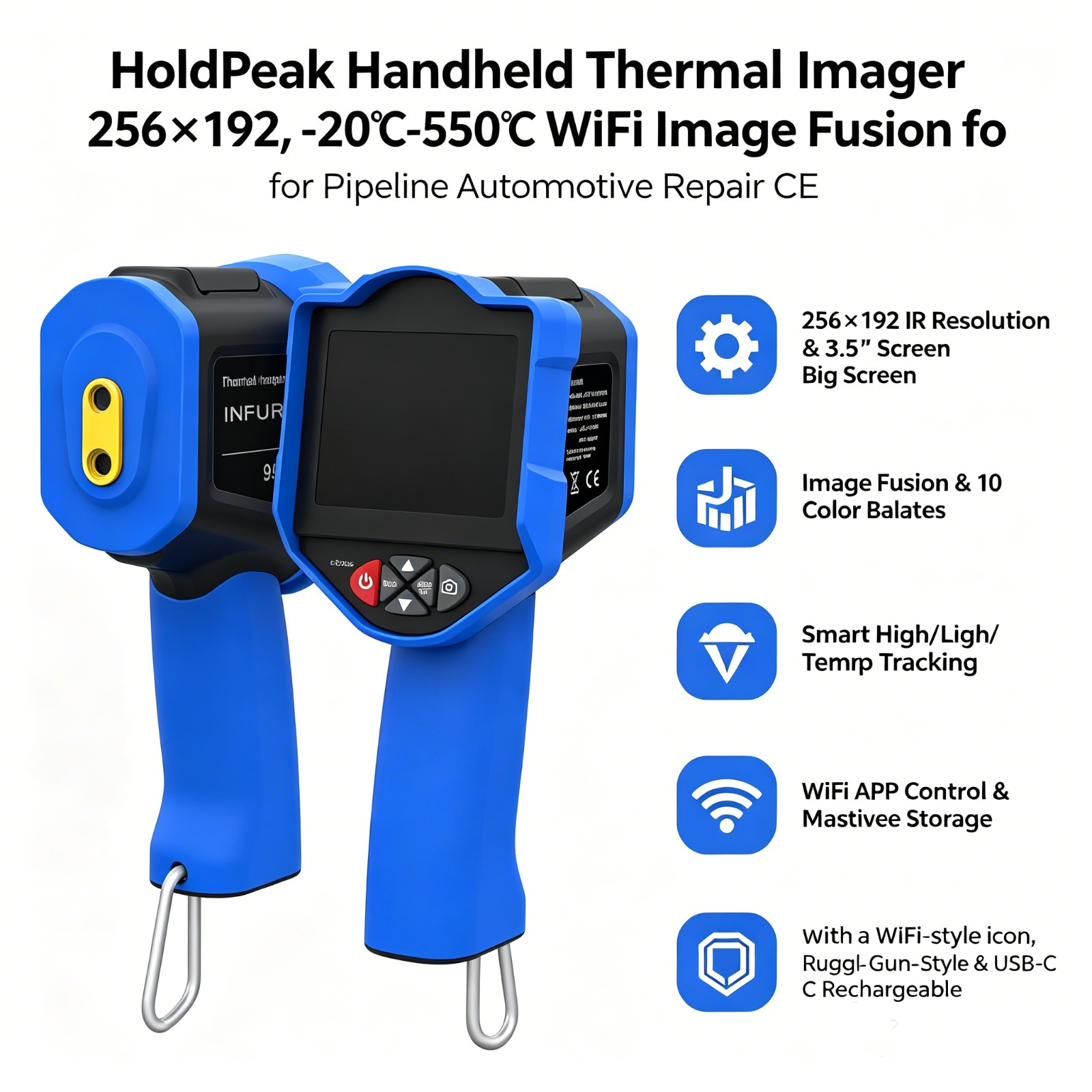 Handheld Thermal Camera 256X192 - HoldPeak Thermal Camera, 256x192 IR, 3.5